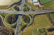 Luftbild, Autobahnkreuz Dortmund / Unna, Autobahn A1 und Autobahn A44, Massen, Unna, Ruhrgebiet, Nordrhein-Westfalen, Deutschland