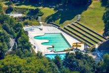 Luftbild, Freibad Annen mit Wasserrutsche, Annen, Witten, Ruhrgebiet, Nordrhein-Westfalen, Deutschland