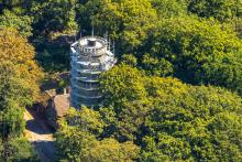Luftbild, Verhüllter Helenenturm, Sanierung, Witten, Ruhrgebiet, Nordrhein-Westfalen, Deutschland