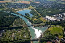 Seepark Lünen mit Kanal und Preußenhafen, Datteln-Hamm-Kanal, Lünen, Ruhrgebiet, Nordrhein-Westfalen, Deutschland
